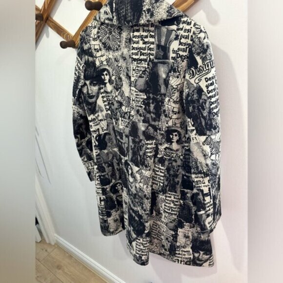 RARE - VINTAGE Desigual Black and White Graphic Women's Coat - Picture 4 of 16